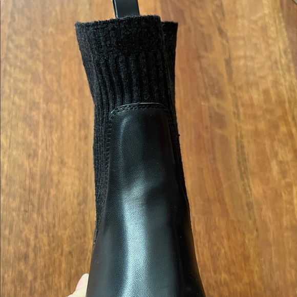 Zara Black Faux Leather Boots with Knit Calf - Picture 6 of 16